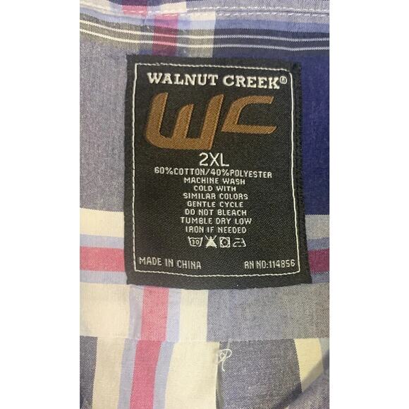 Walnut Creek Shirt Adult 2XL Collared Button Up Plaid Short Sleeve Mens Shirt - Picture 6 of 9